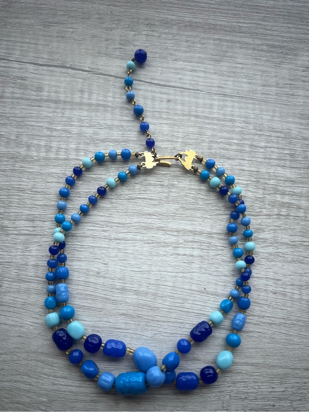 Stunning Multi-Strand Blue Ombré Bead Necklace